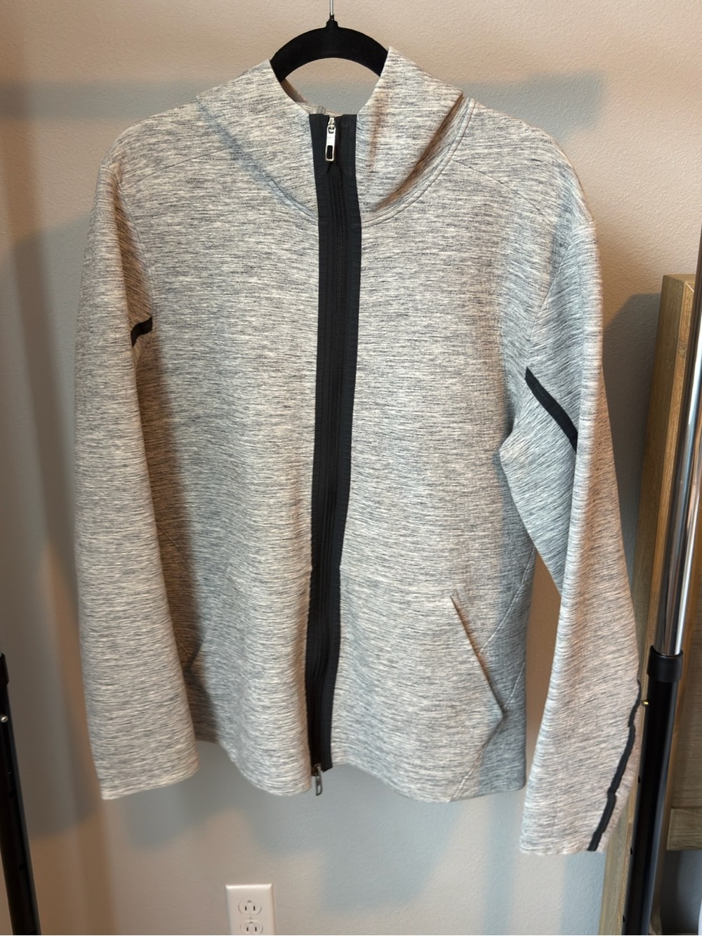 Lululemon Light Gray Zip-Up Jacket with Black Trim